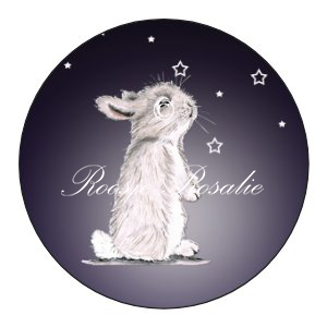 Sticker/ sluitzegel konijn Sterretjes