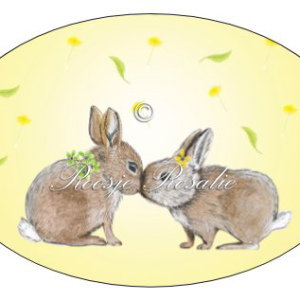 Sluitzegel/ sticker/ etiket Beterschap & konijntjes