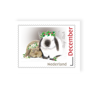 Postzegel kerstengeltje Murphy & Isabella